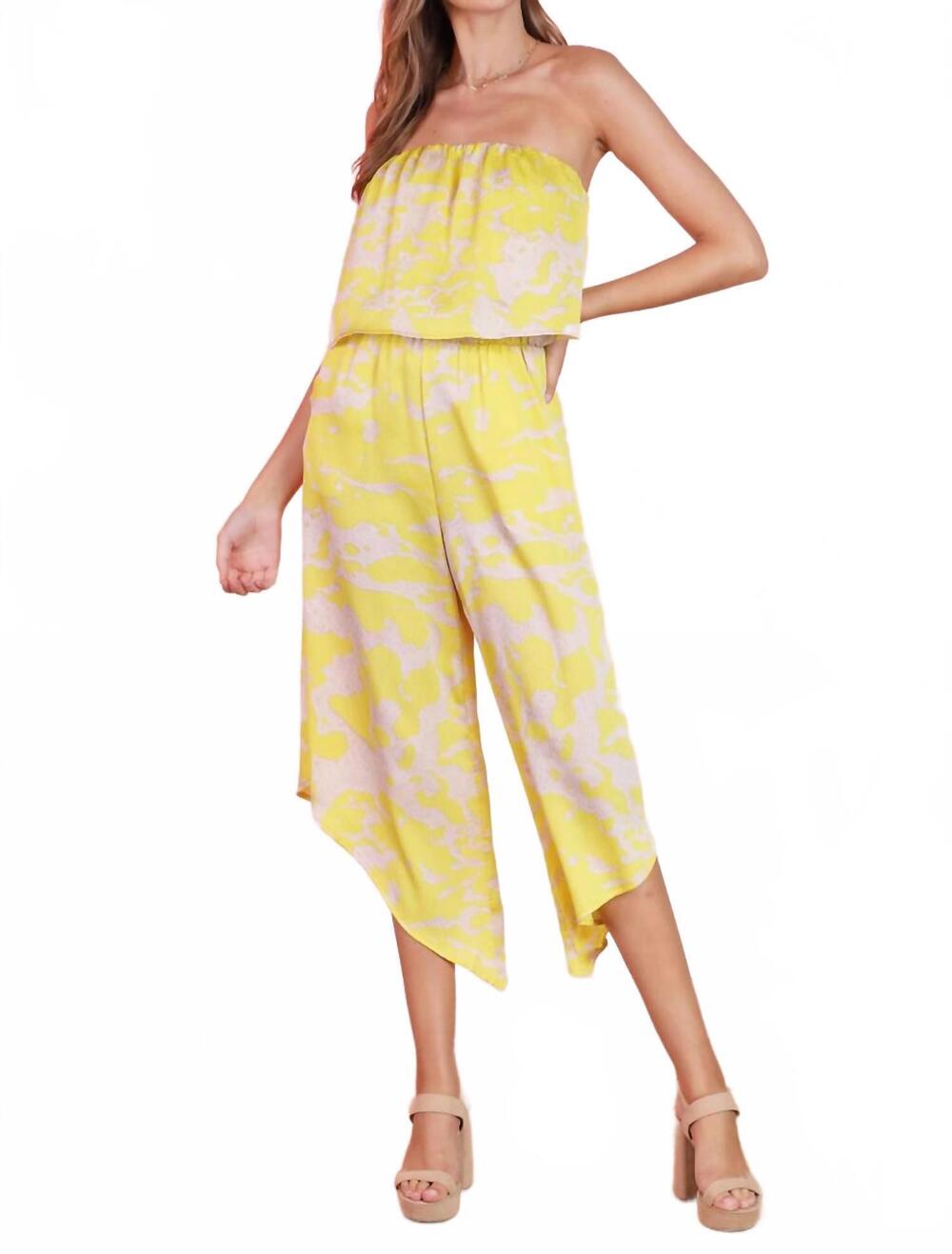 NEW TYCHE go on girl lightweight strapless jumpsuit in yellow